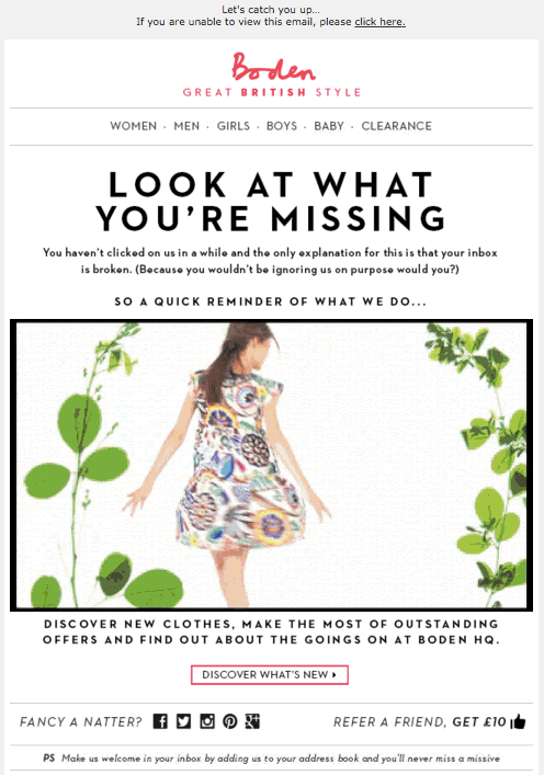 Email example from Boden Email example from Boden