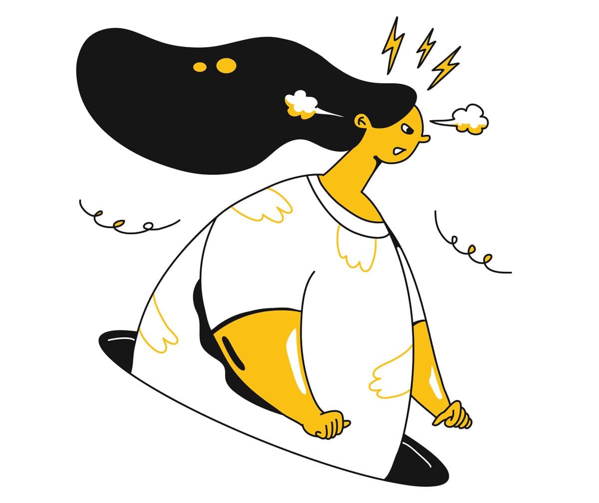 A frustrated woman shoots steam out of her ears and clinches her fists. A frustrated woman shoots steam out of her ears and clinches her fists.