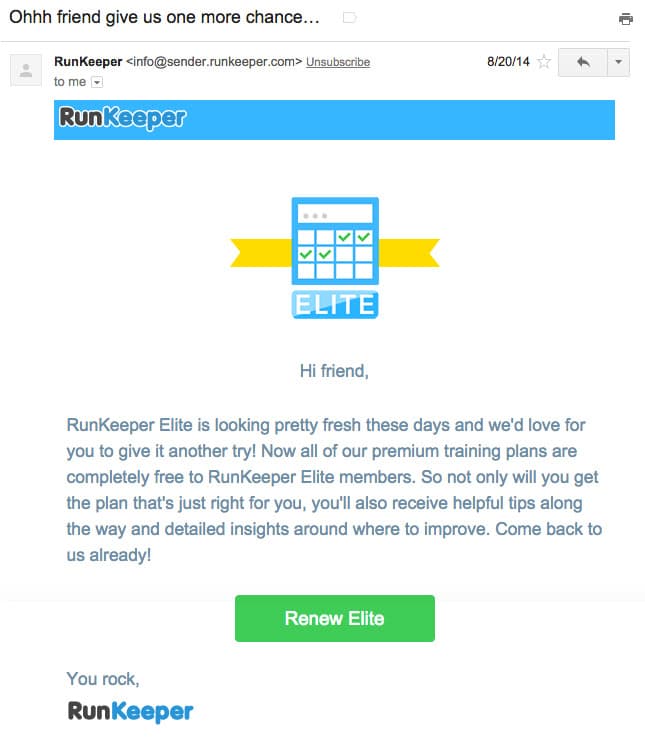 Unsubscription email example Unsubscription email example