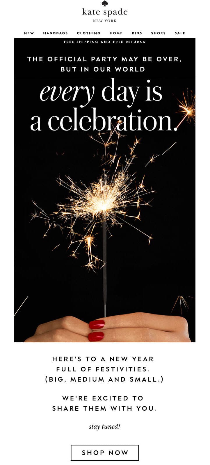 New Year email design with festive elements New Year email design with festive elements