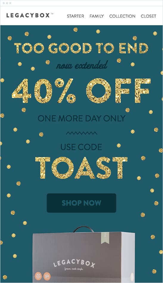 New Year email with a promotional design New Year email with a promotional design