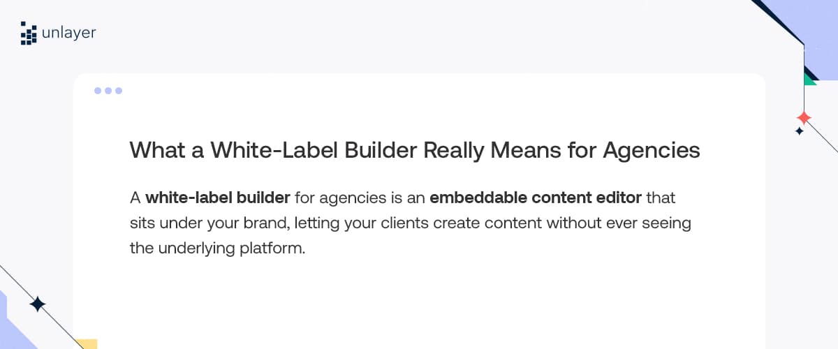 Definition of a white-label builder for agencies. Definition of a white-label builder for agencies.