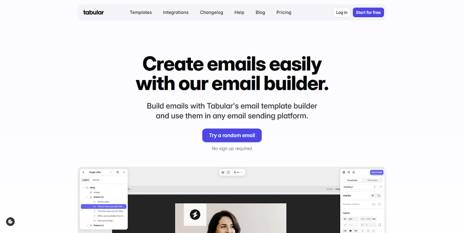 Tabular embeddable email builder with modular templates and drag-and-drop editor. Tabular embeddable email builder with modular templates and drag-and-drop editor.