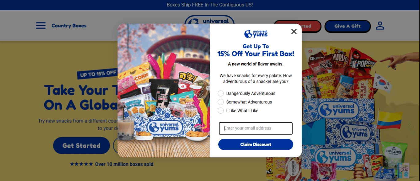 Universal Yums homepage
