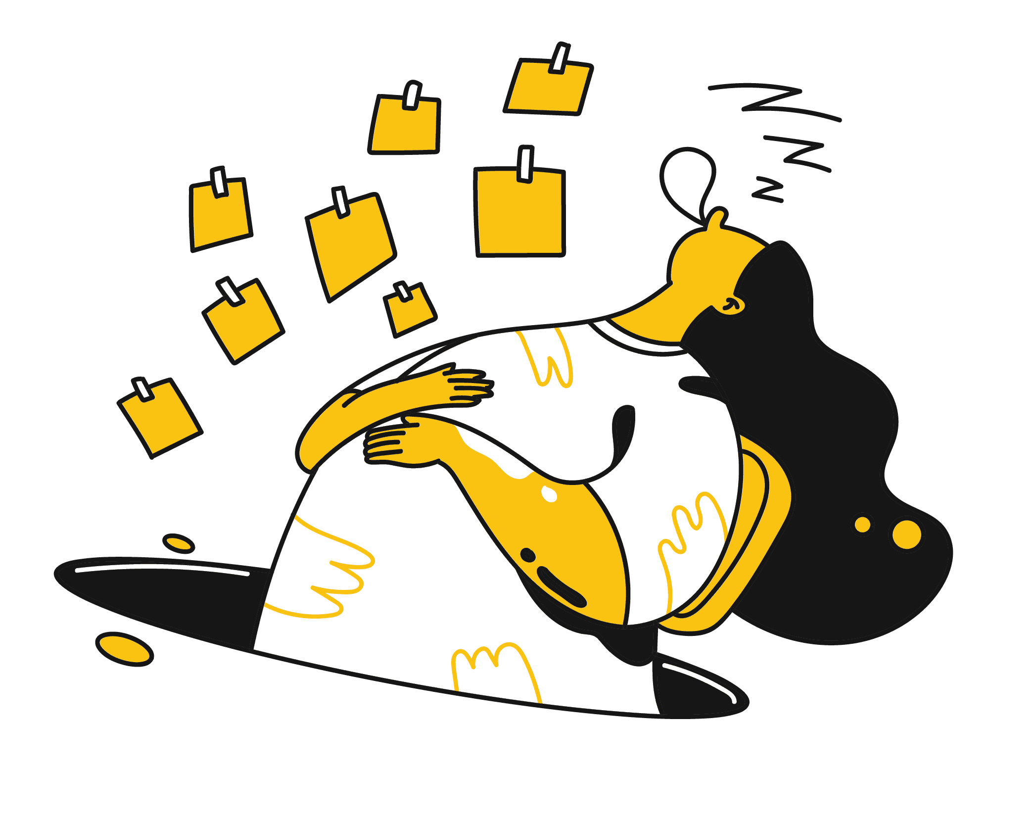 A woman surrounded by posits takes a nap instead of segmenting her emails. A woman surrounded by posits takes a nap instead of segmenting her emails.