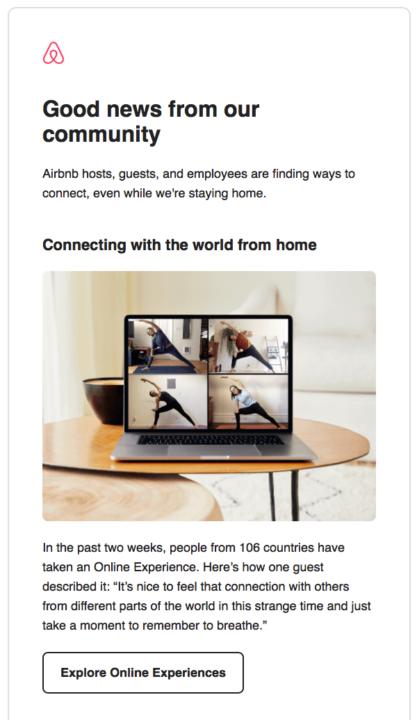 Email example from Airbnb Email example from Airbnb