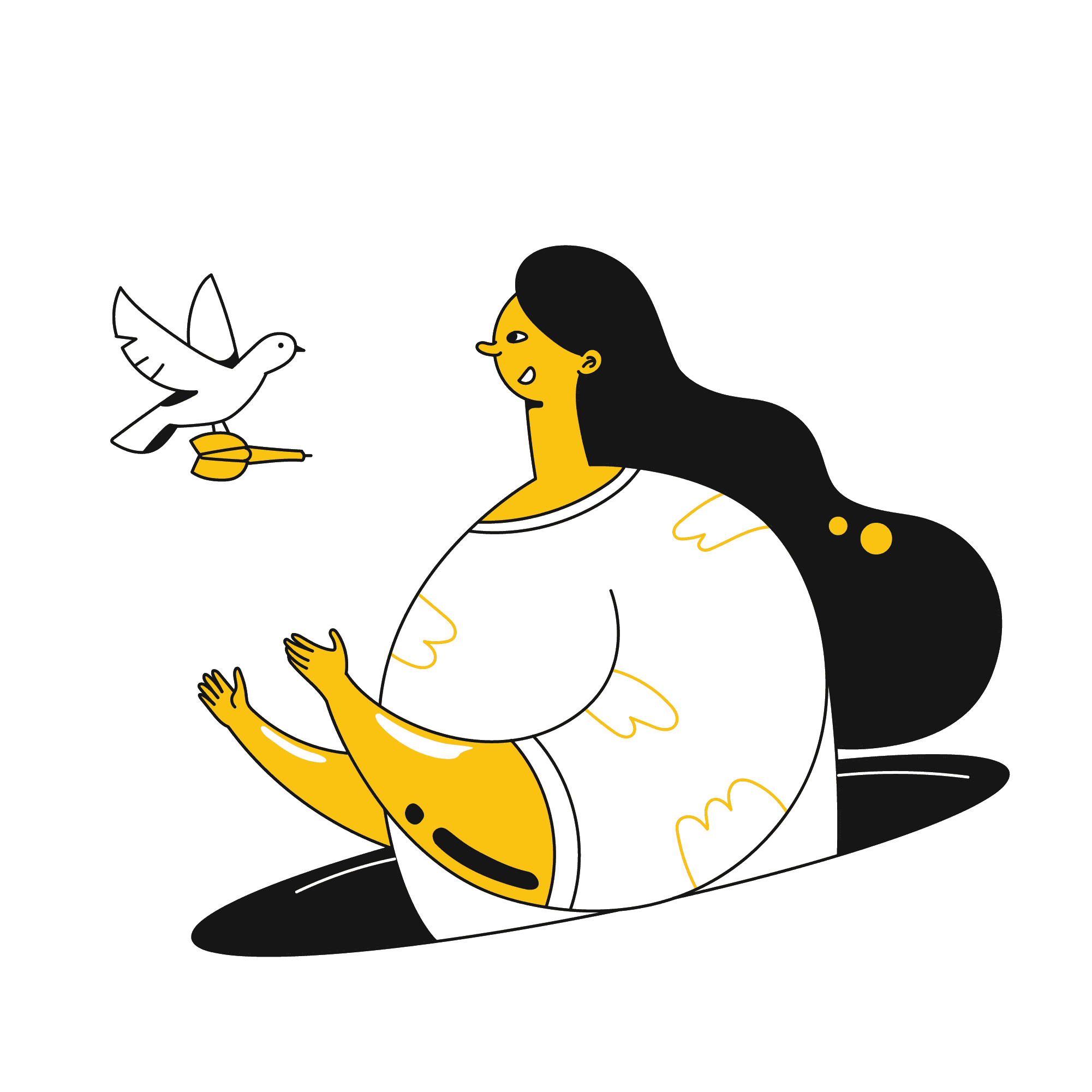 A woman looking at a bird A woman looking at a bird