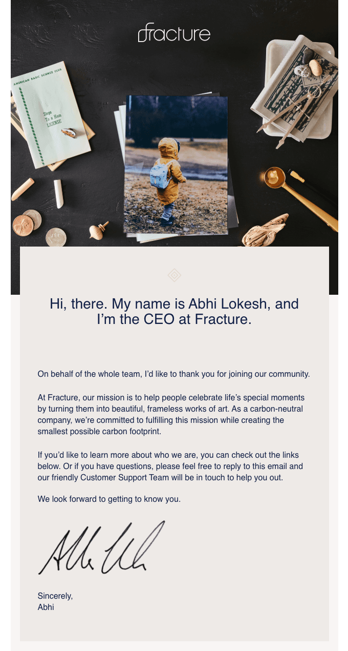 Welcome email from Fracture Welcome email from Fracture