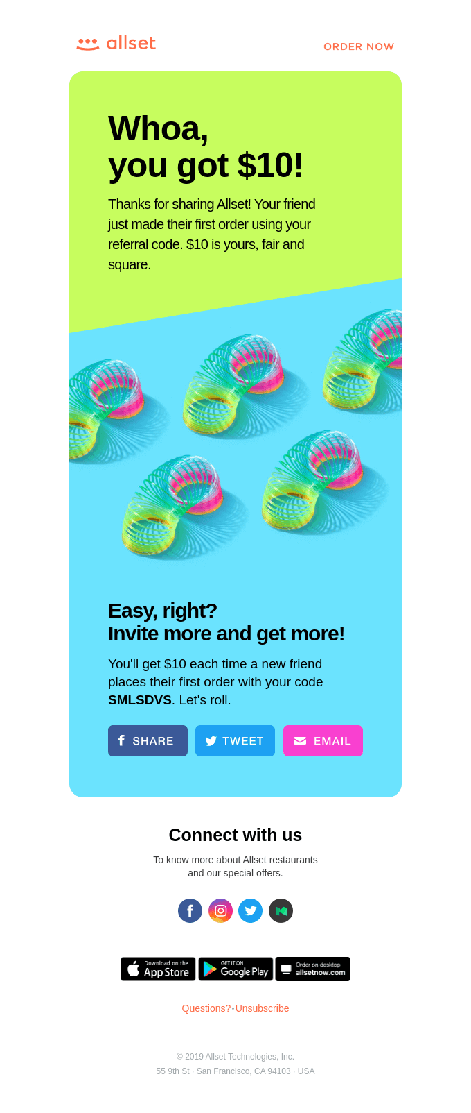 Referral email from Allset Referral email from Allset