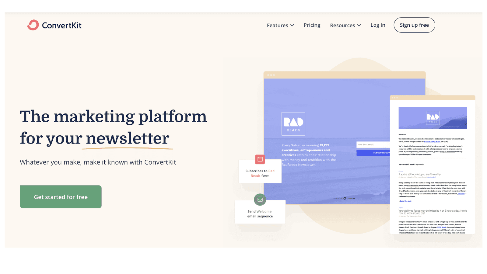 ConvertKit webpage ConvertKit webpage