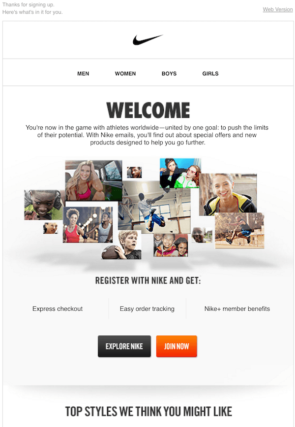 Email example from Nike Email example from Nike