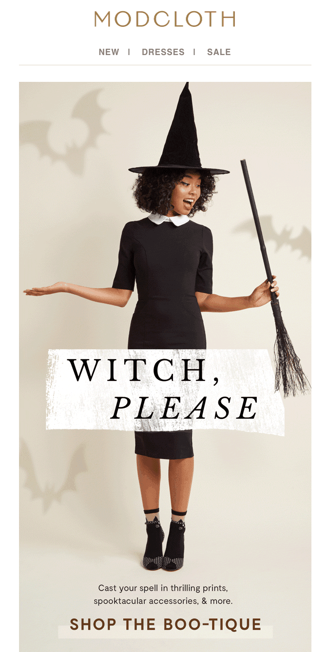 Halloween email example from ModCloth Halloween email example from ModCloth