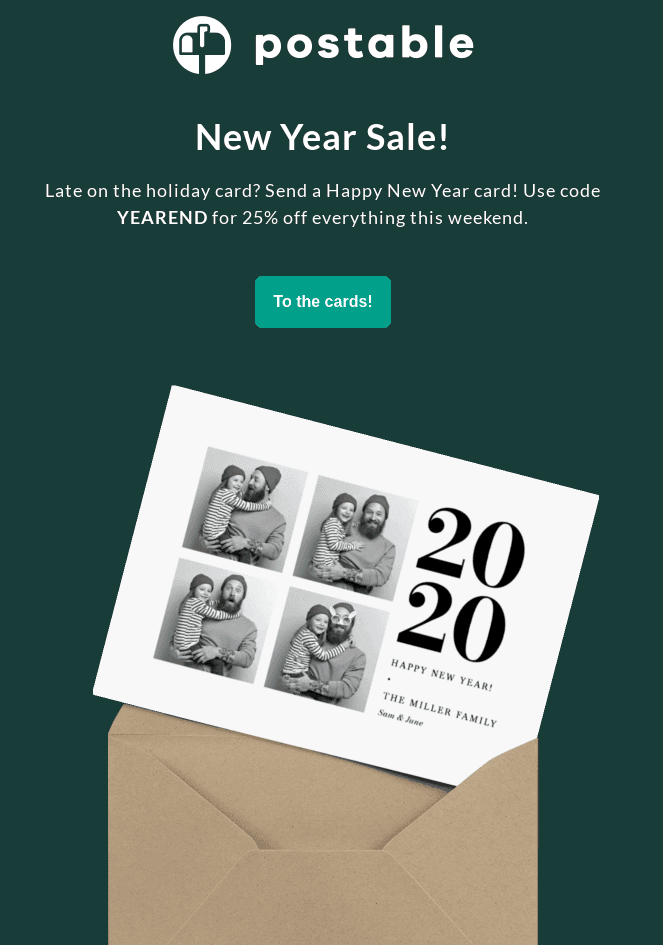 New Year email design with a simple wish New Year email design with a simple wish