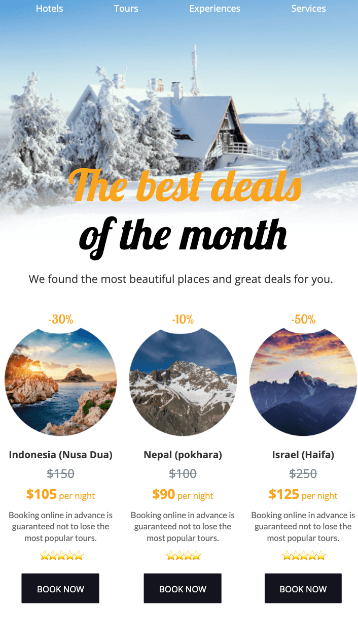 Promotional email template for travel email marketing Promotional email template for travel email marketing