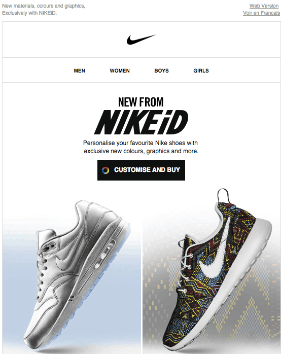 Email header with an option to view on the web Email header with an option to view on the web