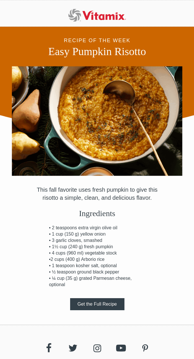 Minimalist email example from Vitamix Minimalist email example from Vitamix