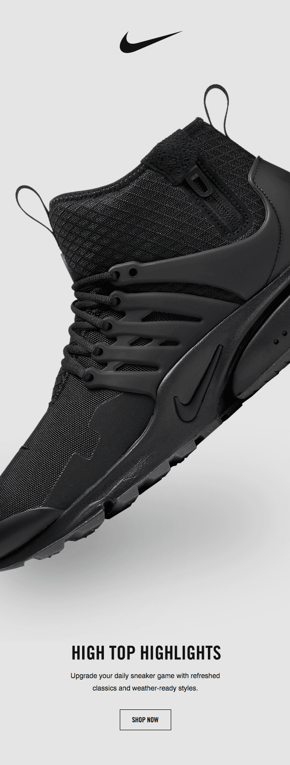 Minimalist email example from Nike Minimalist email example from Nike