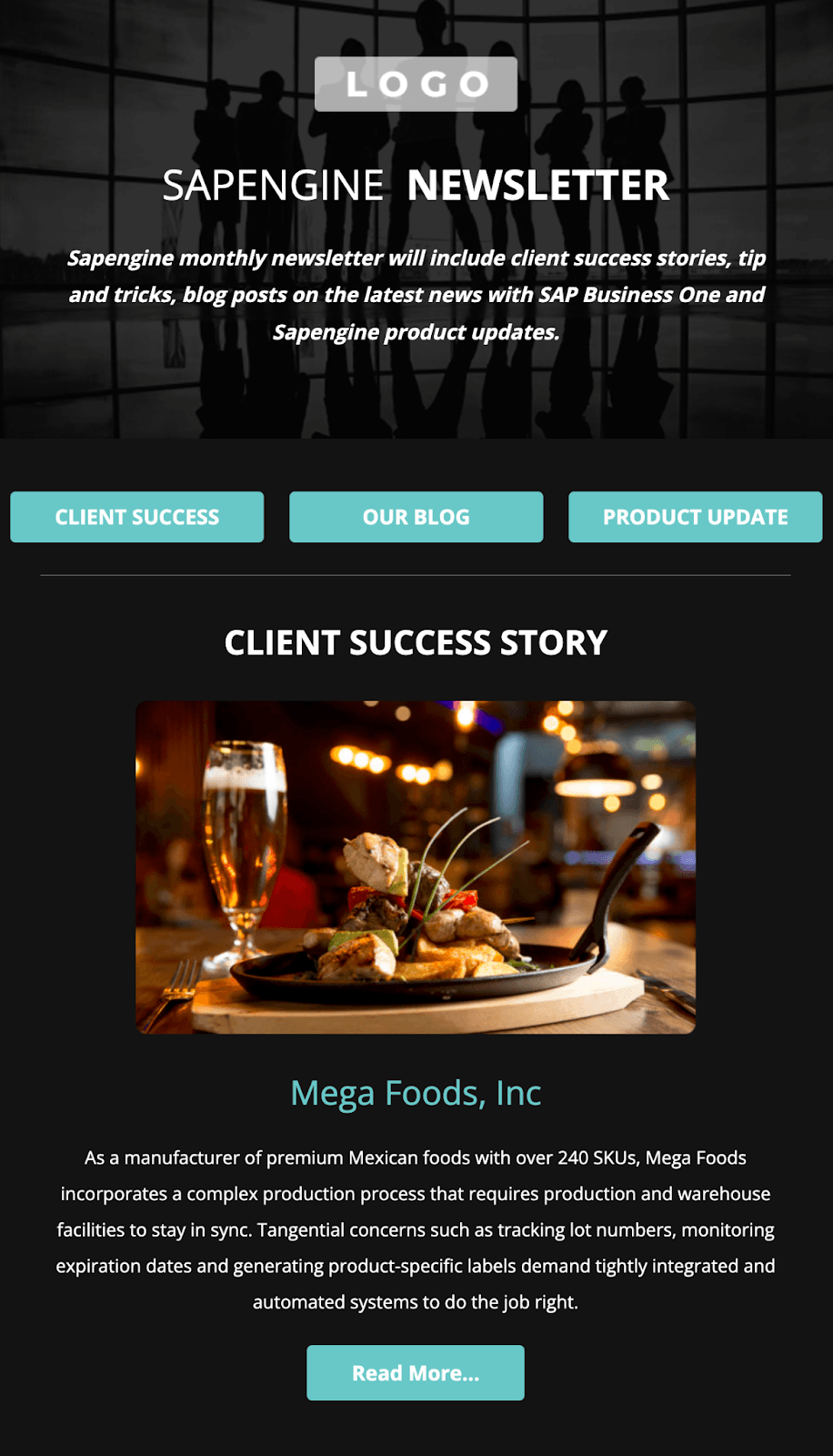 Free newsletter email template from Unlayer highlighting the latest client success story Free newsletter email template from Unlayer highlighting the latest client success story