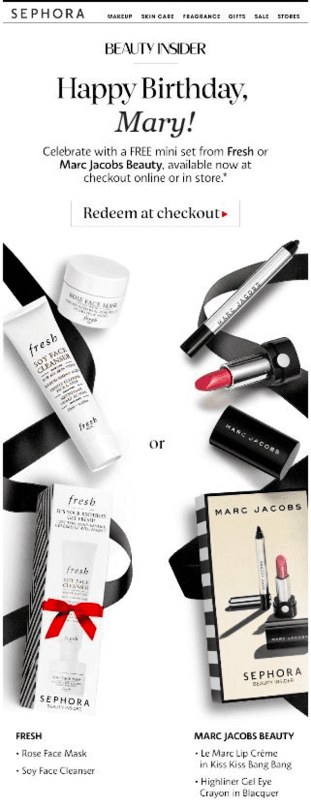 Birthday email example from Sephora Birthday email example from Sephora