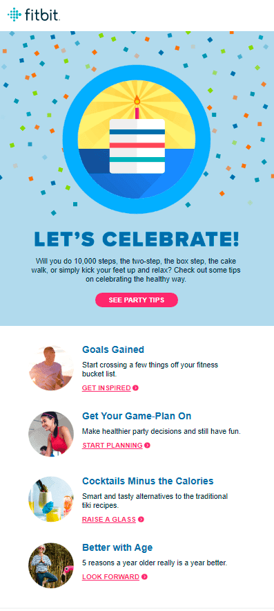 Birthday email example from Fitbit Birthday email example from Fitbit