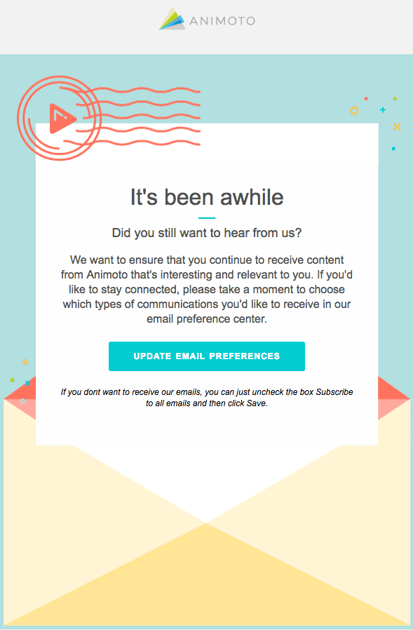 An email from Animoto that allows subscribers to set their email preferences An email from Animoto that allows subscribers to set their email preferences