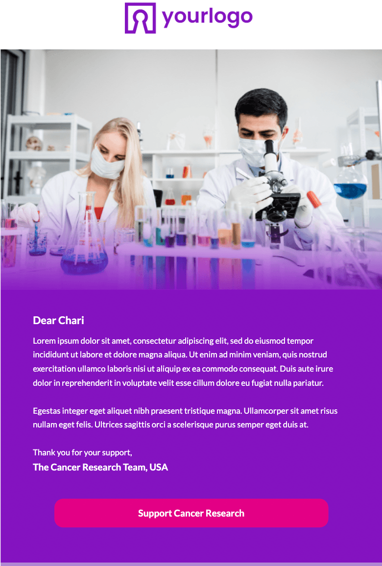 Purple-colored email template from Unlayer Purple-colored email template from Unlayer