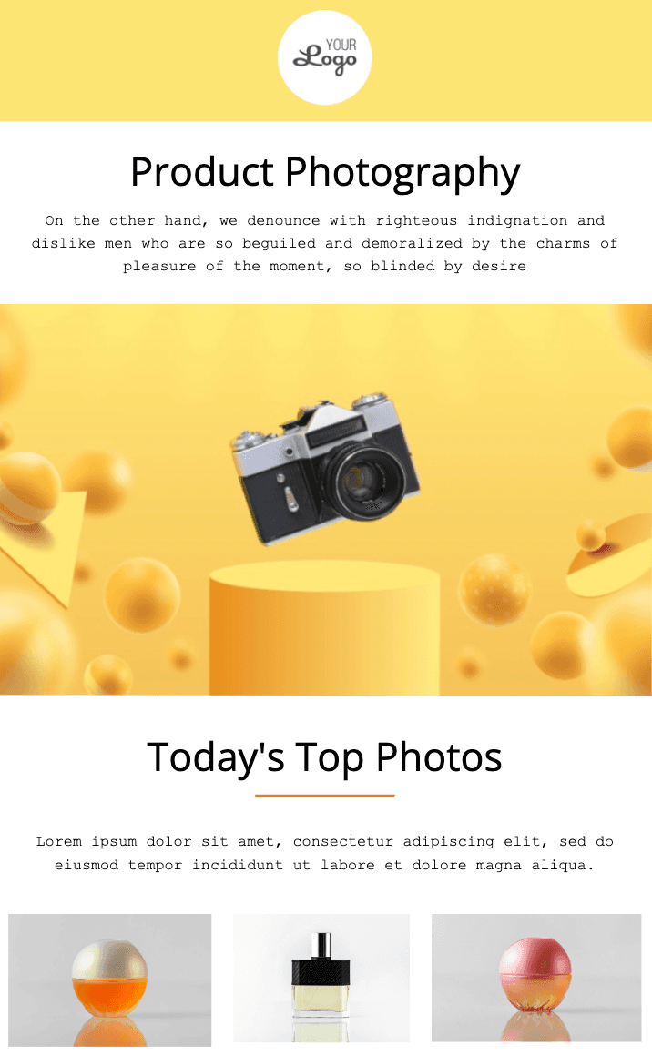 Yellow-colored email template from Unlayer Yellow-colored email template from Unlayer