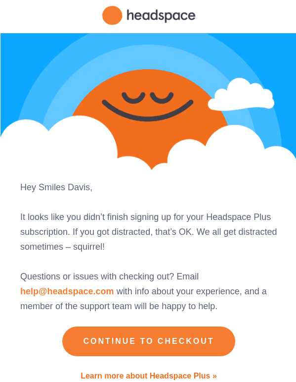 An email from Headspace with colorful links An email from Headspace with colorful links