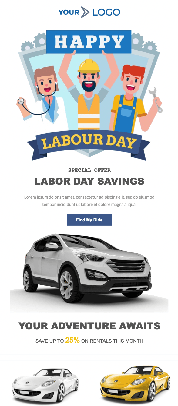 Labor Day email template from Unlayer Labor Day email template from Unlayer