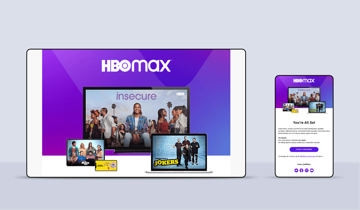 Responsive email example from HBO Max Responsive email example from HBO Max