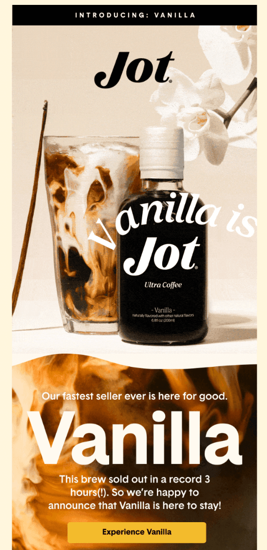 Product launch email example by Jot Product launch email example by Jot