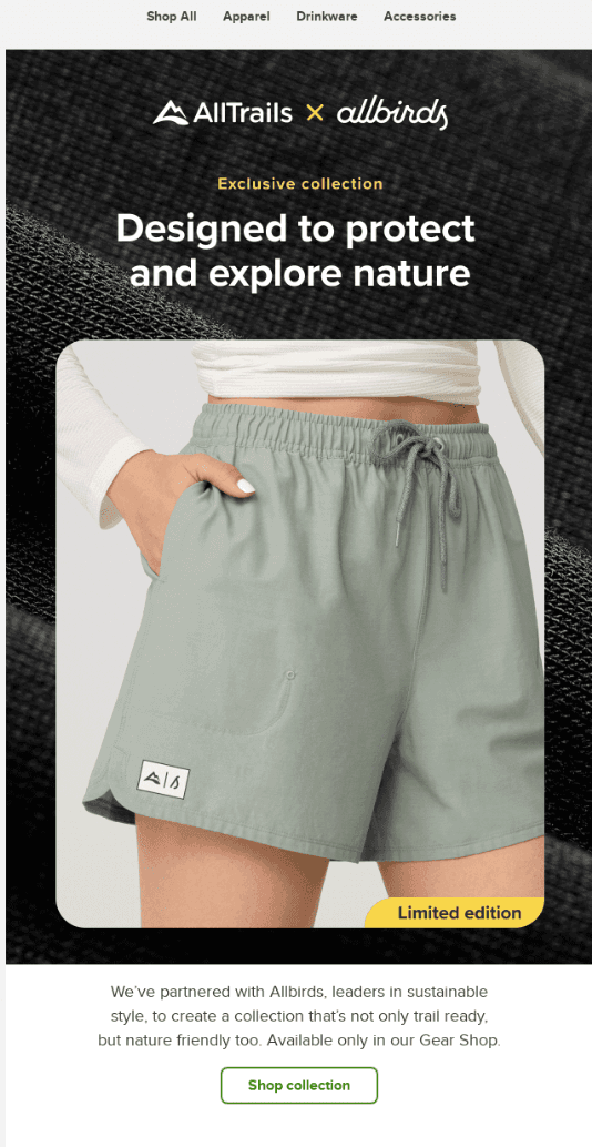 Product launch email example by Alltrails Product launch email example by Alltrails