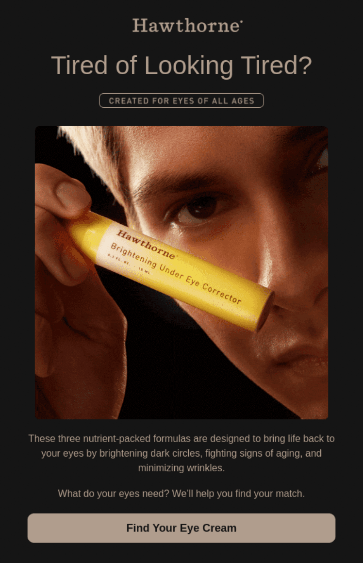 Product launch email example by Hawthorne Product launch email example by Hawthorne