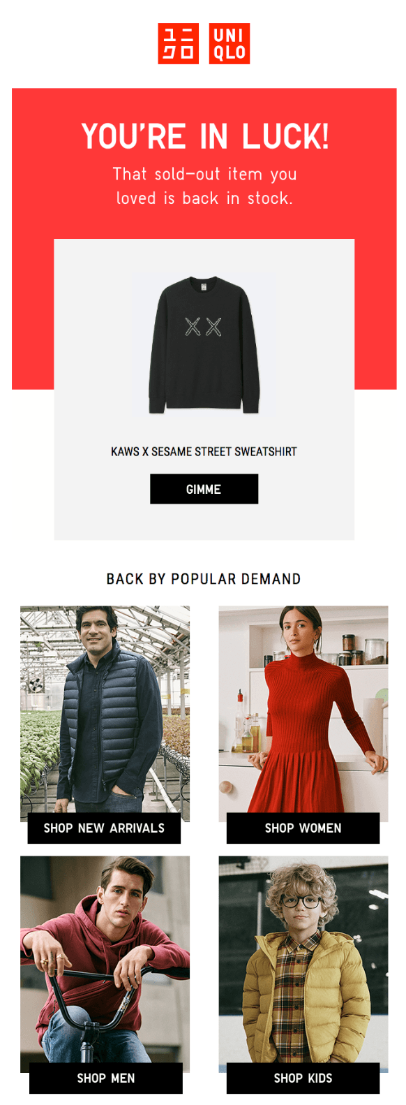 Trigger email example from Uniqlo Trigger email example from Uniqlo