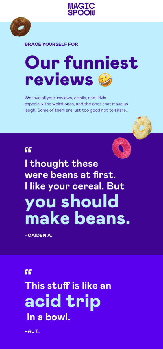 Review email example from MAGIC SPOON Review email example from MAGIC SPOON