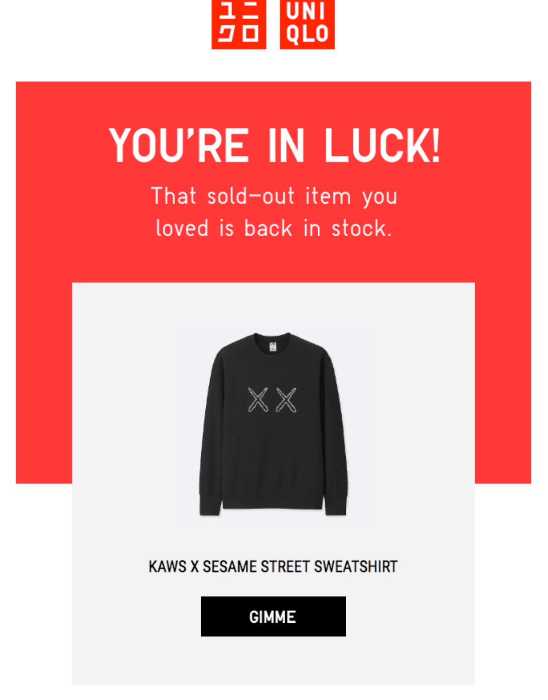 Example of a transactional email by Uniqlo Example of a transactional email by Uniqlo