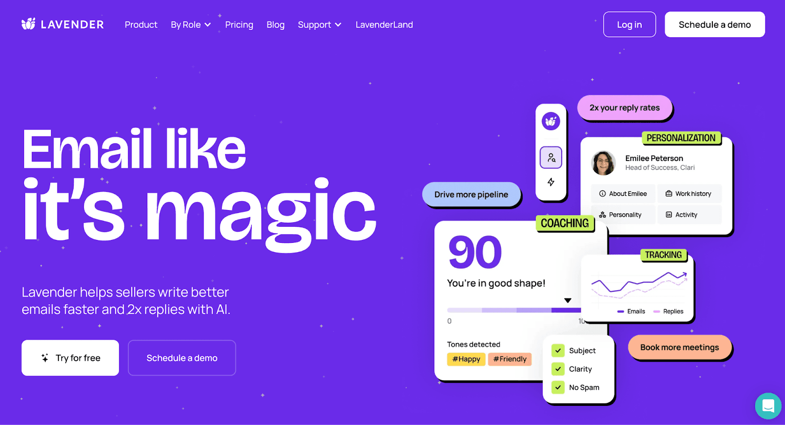 Lavender’s homepage following brand guidelines. Lavender’s homepage following brand guidelines.