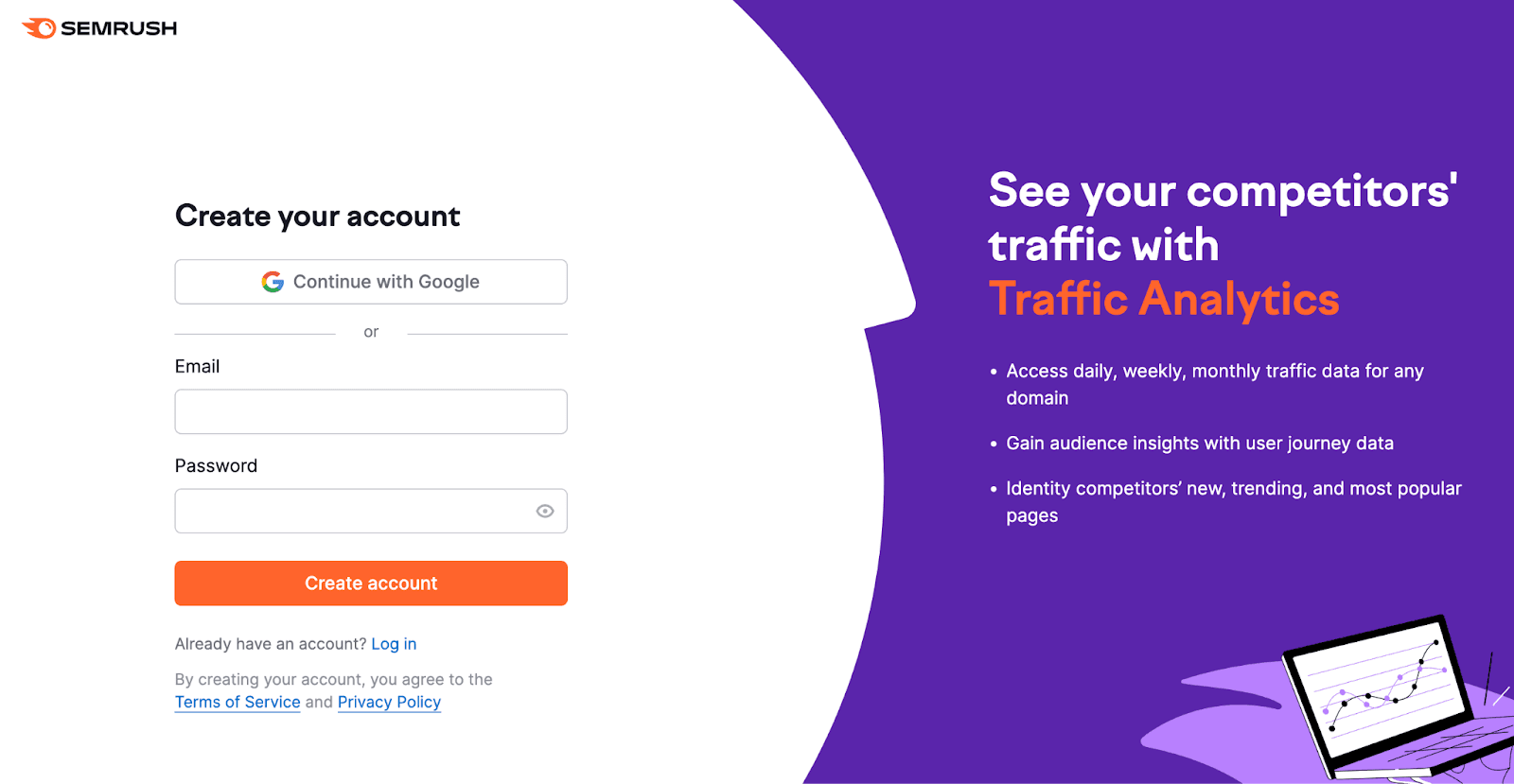 Lead generation landing page example from Semrush. Lead generation landing page example from Semrush.