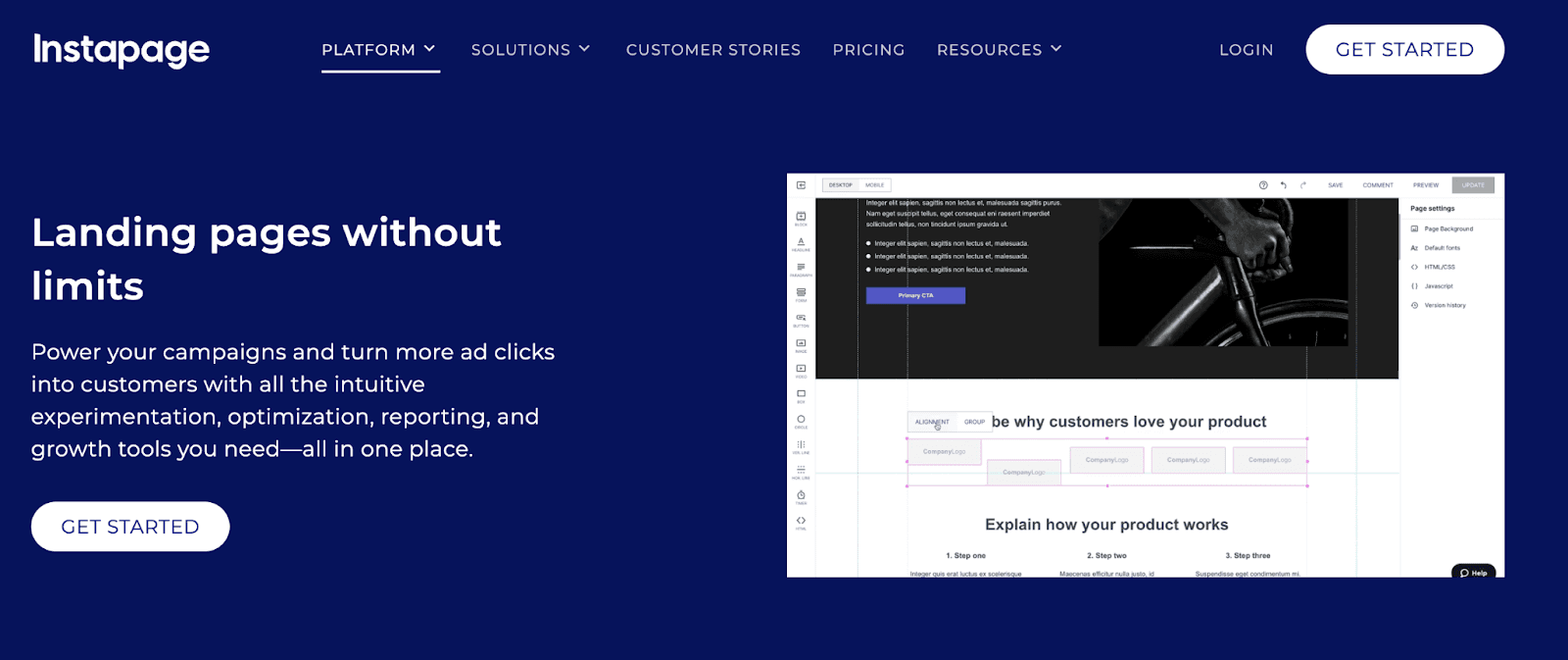 Instapage is an example of a top lead generation landing page builder Instapage is an example of a top lead generation landing page builder