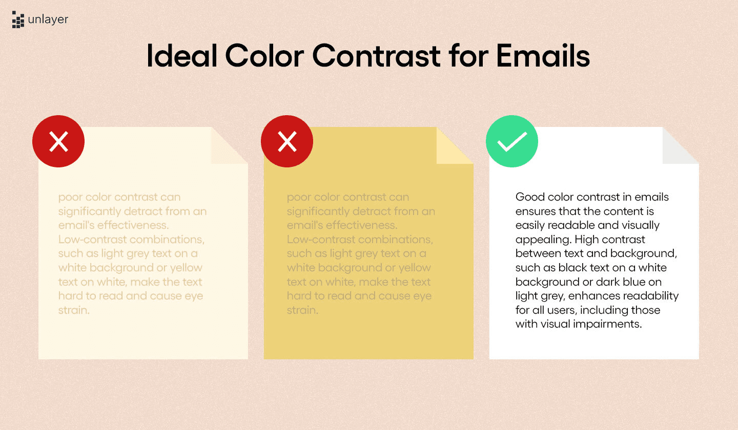 Example of poor and good color contrast between text and background. Example of poor and good color contrast between text and background.