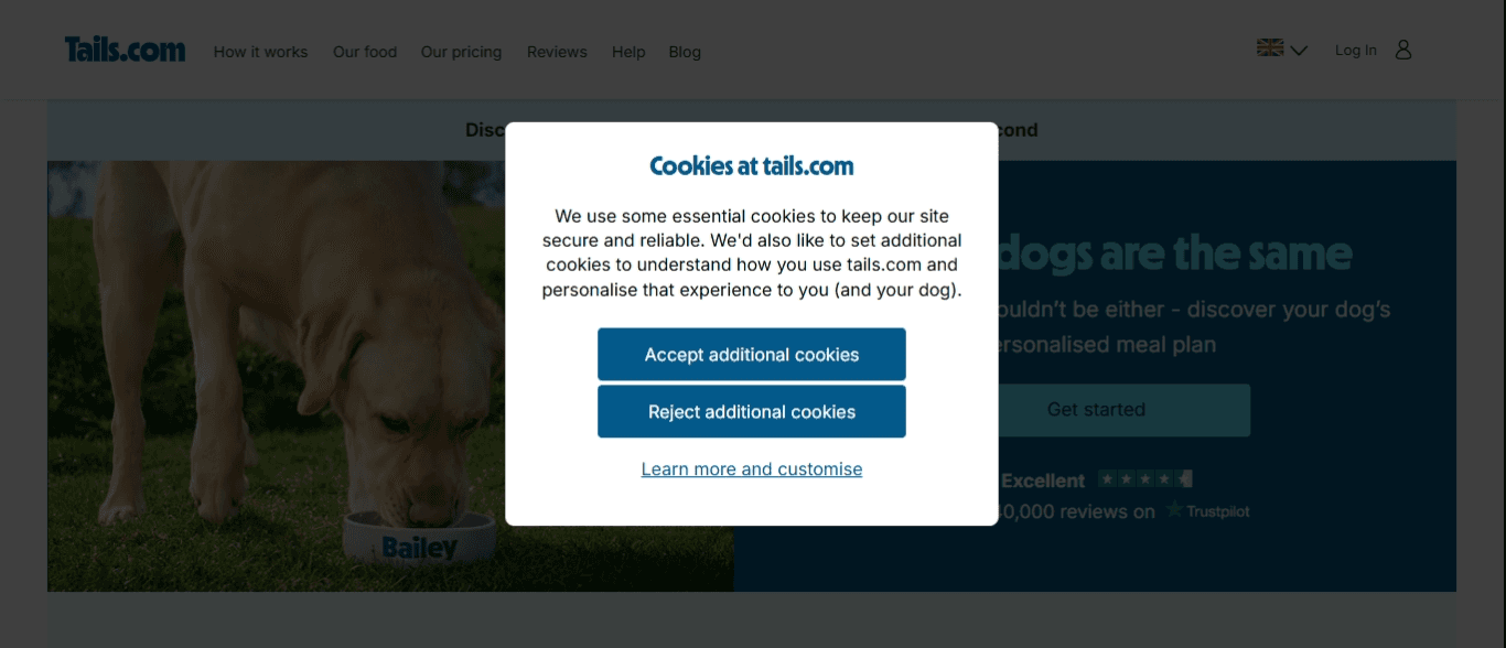 Tails.com homepage