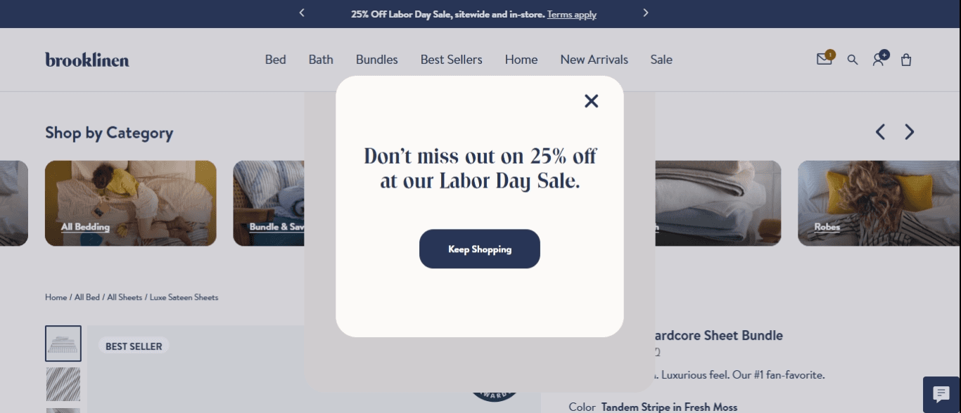 Brooklinen homepage