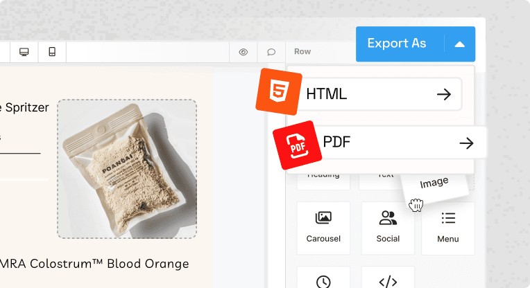 Export as PDF or HTML
