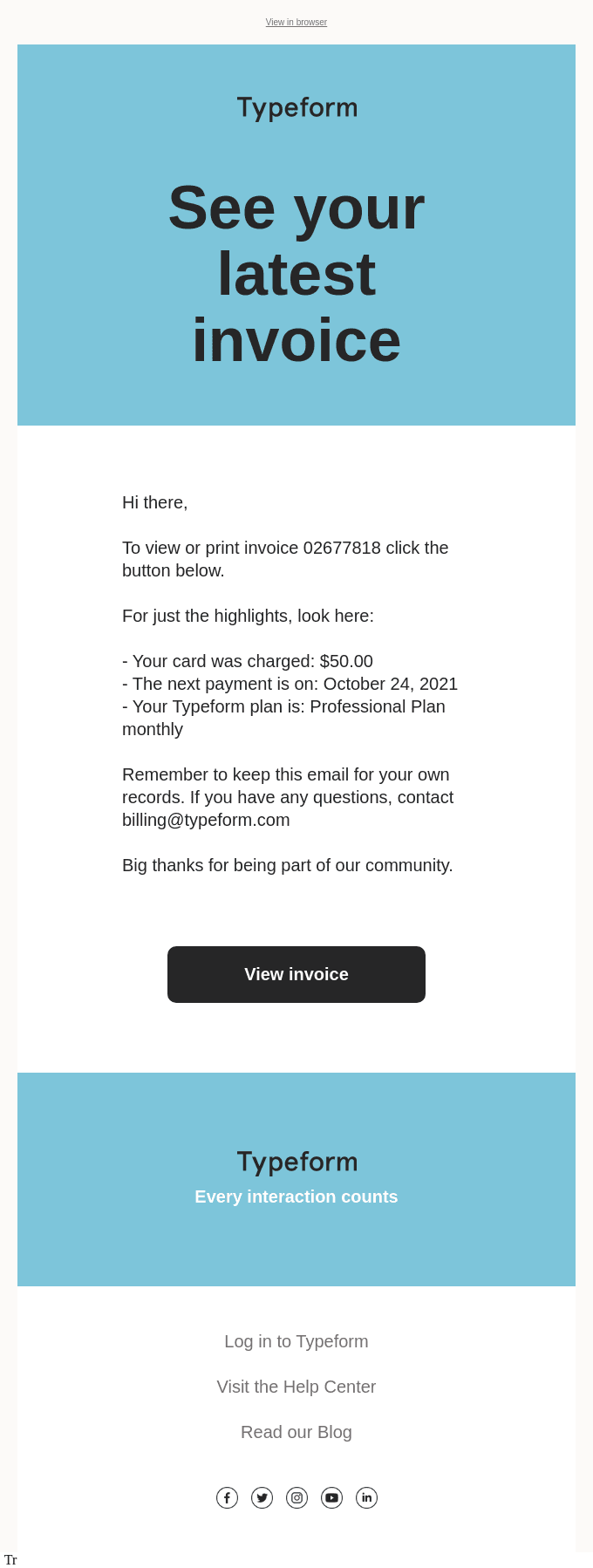 Invoice email notification