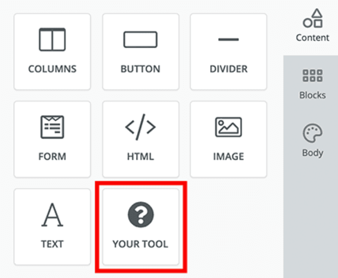 Custom tools of Unlayer’s email editor. Custom tools of Unlayer’s email editor.