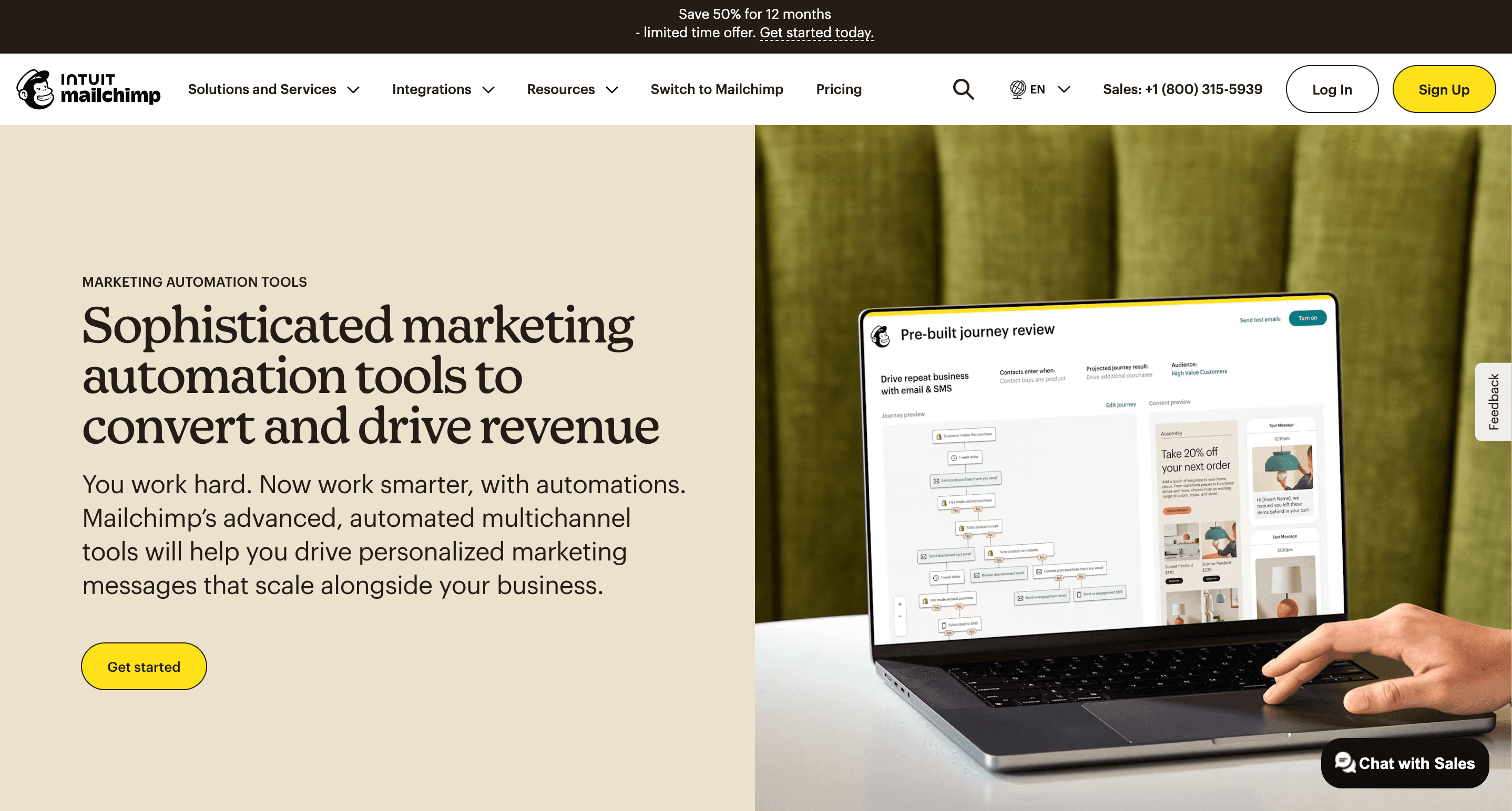 Mailchimp’s homepage.