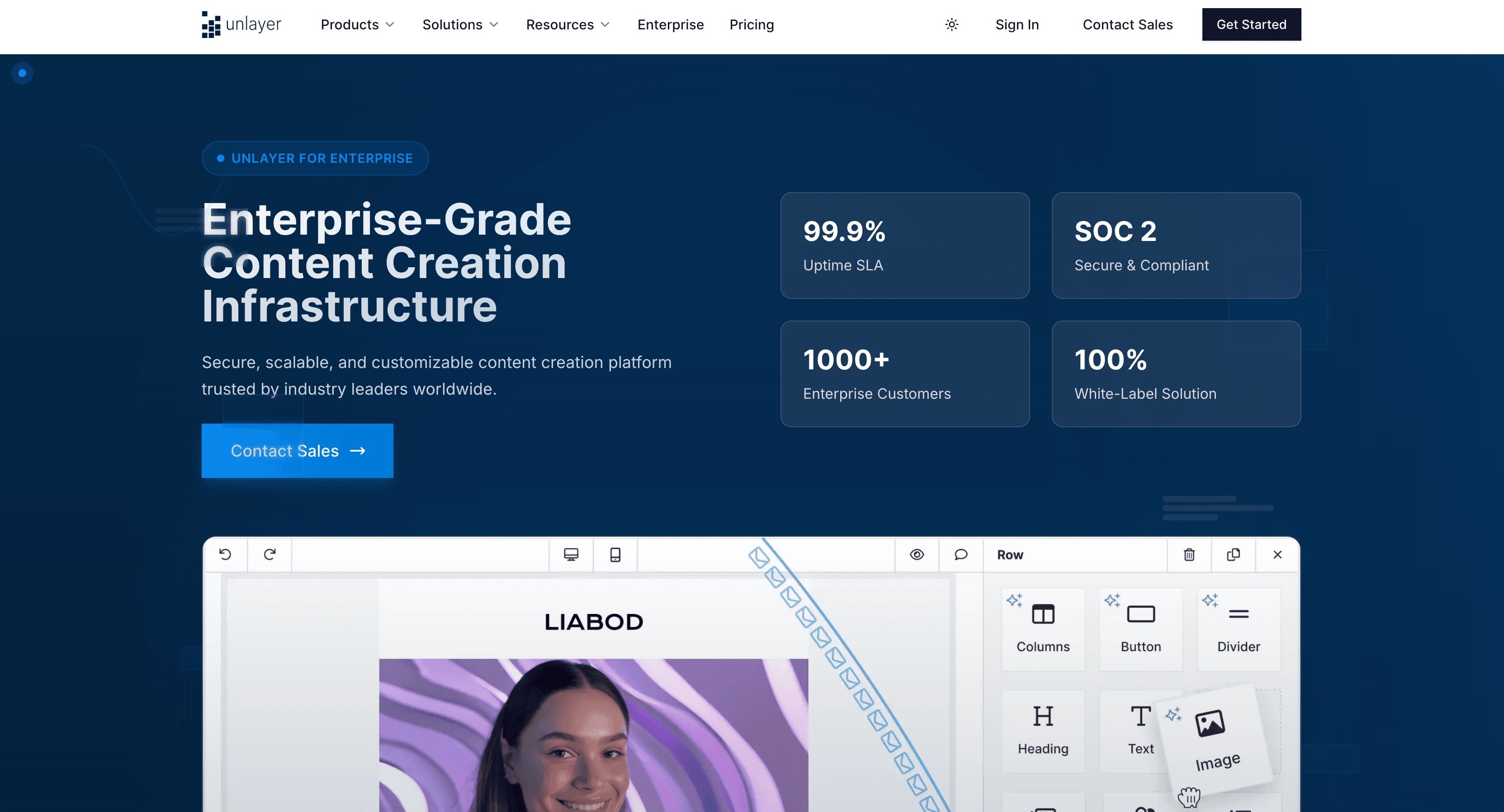 Unlayer's enterprise page Unlayer's enterprise page