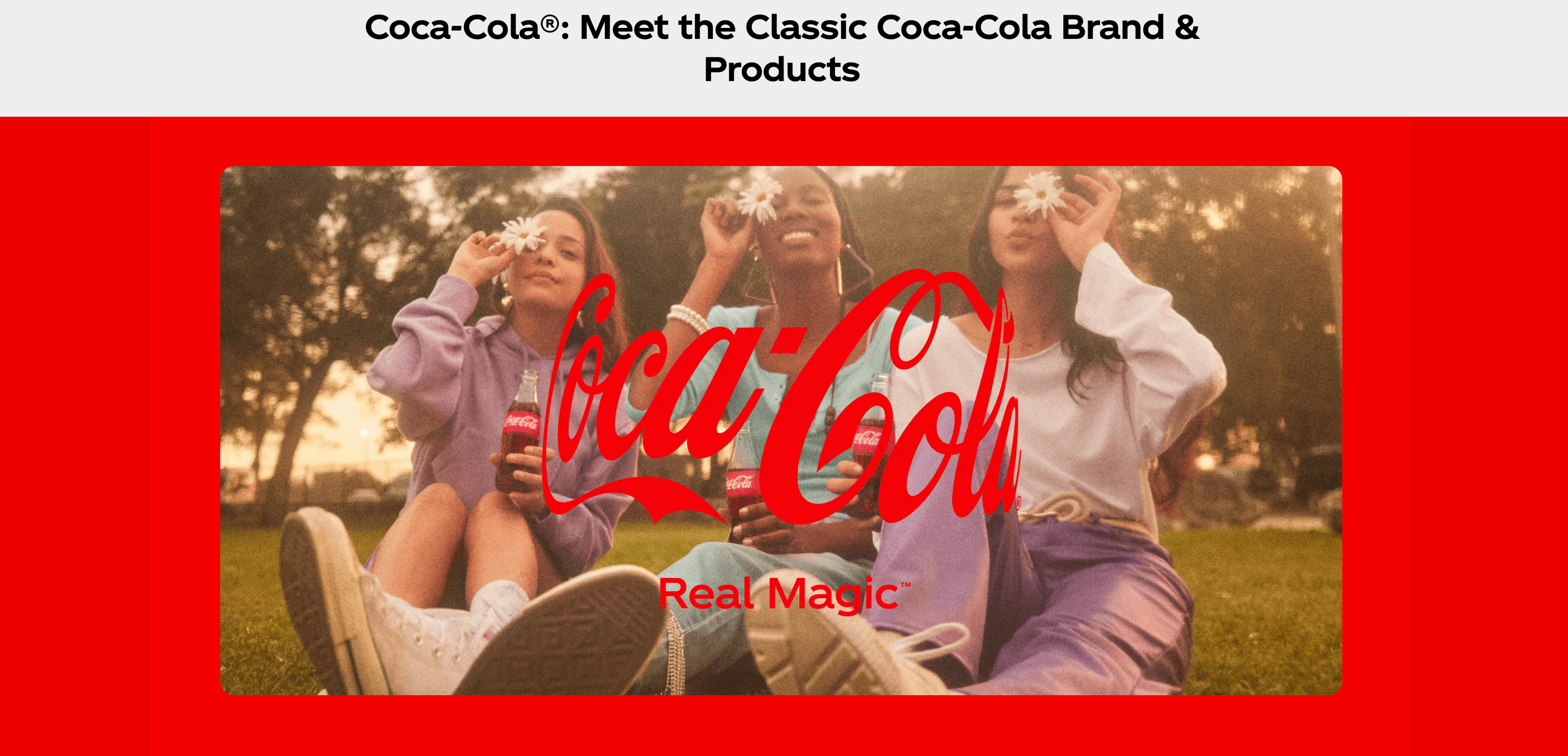Coca-Cola’s brand consistent landing page example.