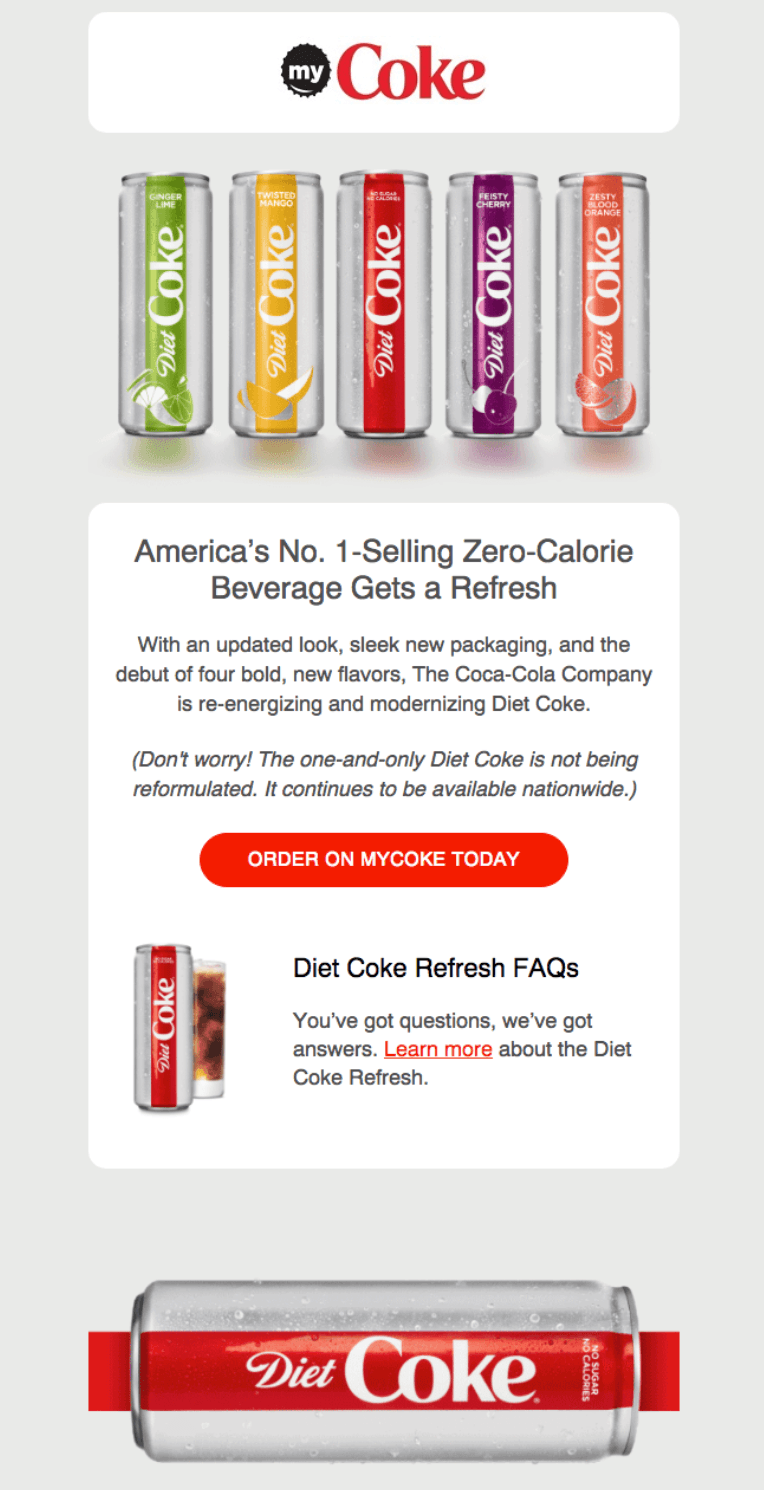 Coca-Cola’s brand consistent email example.