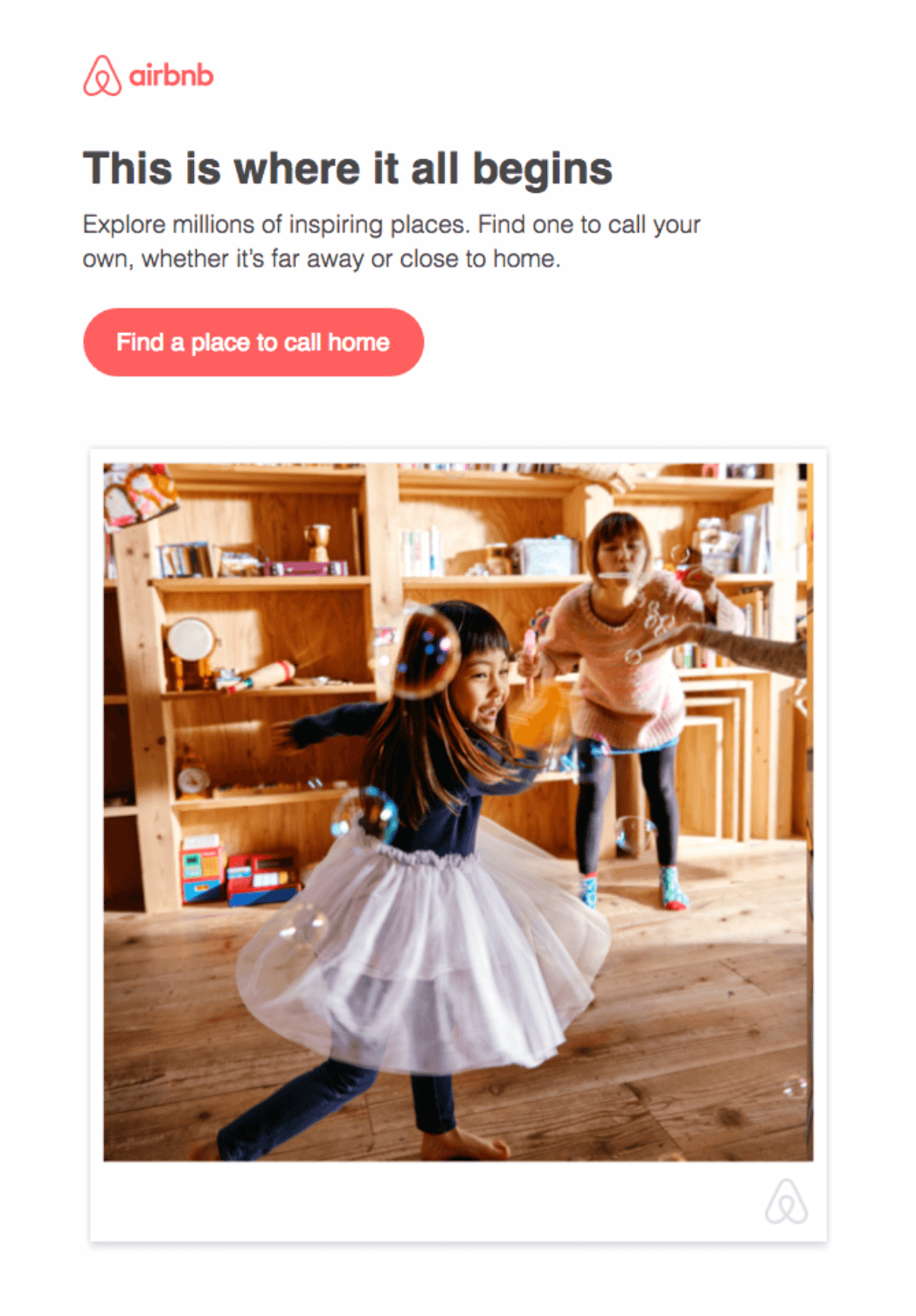 Airbnb’s brand consistent email example.